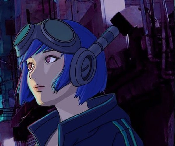THE CRYPTO GENERATIONS のキービジュアル。ネオンの路地に立つ、ゴーグルを着けたキャラクター